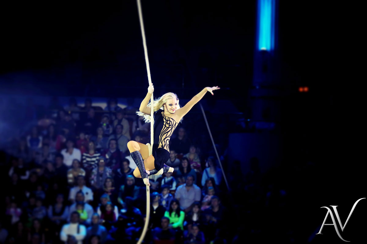 Swinging aerial rope